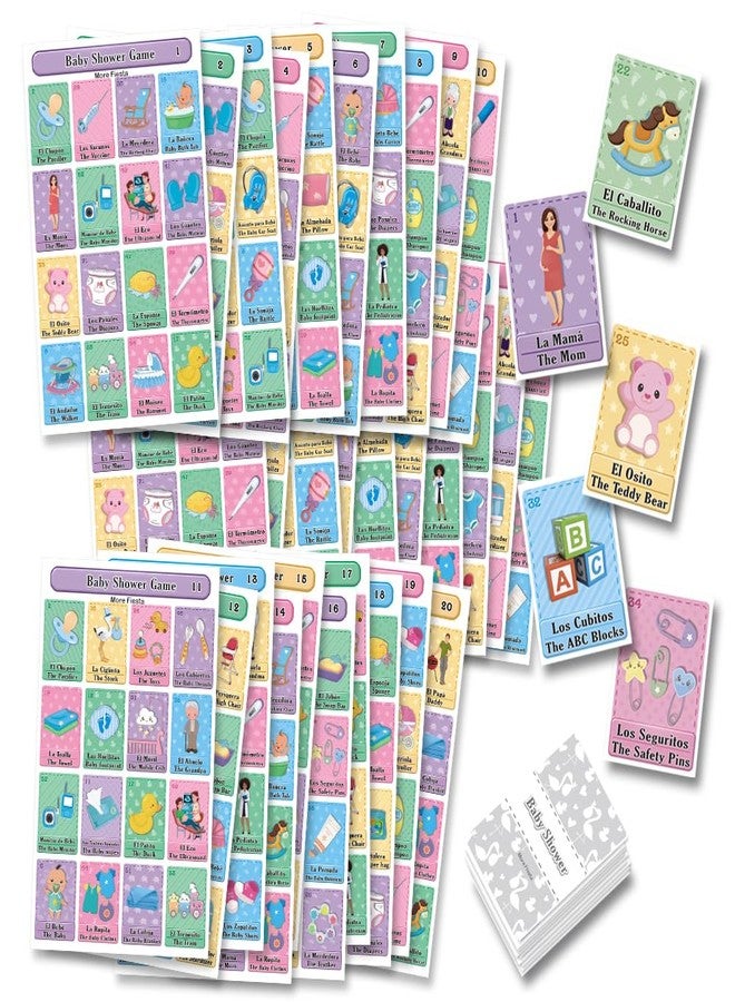 More Fiesta Baby Shower Bingo - Bilingual English Spanish, for up to 30 Players - Image 1